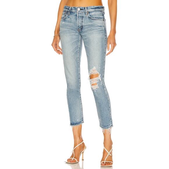 Moussy Vintage Raleigh Tapered Distressed Jeans Size 28